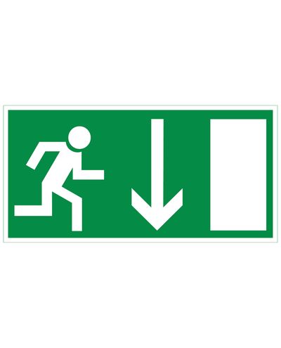 Exit route at the bottom, Reflective sticker, 300x150 mm