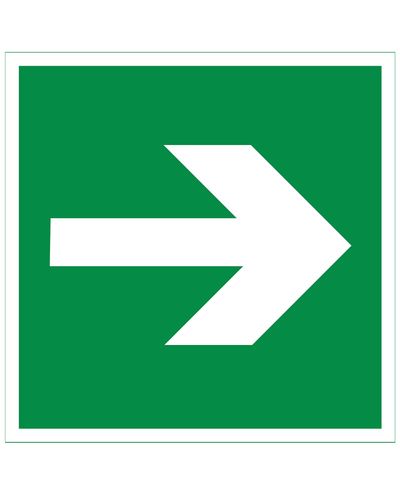 Straight emergency exit arrow, Ibond aluminum retroreflective, 200x200 mm