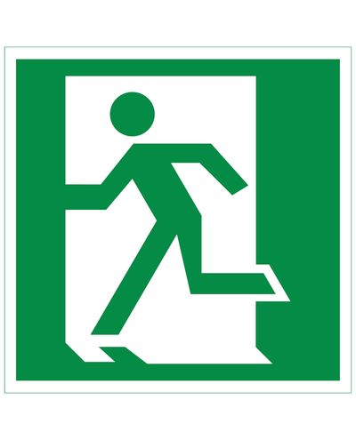 Emergency exit man left, Ibond aluminum retroreflective, 200x200 mm Emergency exit man left, Ibond aluminum retroreflective, 200x200 mm