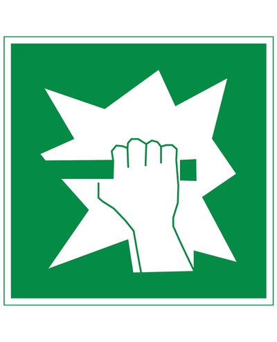 Break glass, Reflective sticker, 200x200 mm
