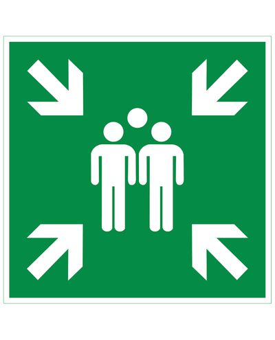 Assembly point, Plastic retroreflective 1 mm, 200x200 mm Assembly point, Plastic retroreflective 1 mm, 200x200 mm