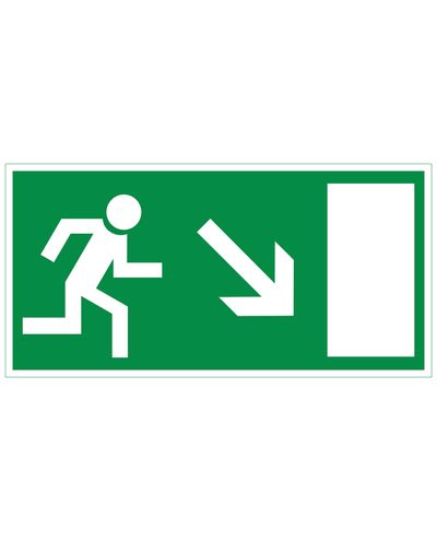 Emergency exit arrow down right, Ibond aluminum retroreflective, 300x150 mm Emergency exit arrow down right, Ibond aluminum retroreflective, 300x150 mm
