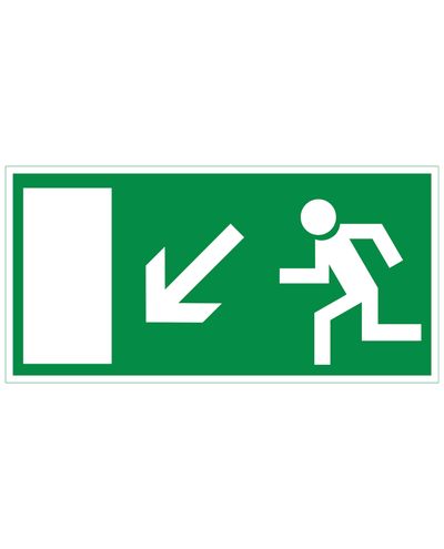 Exit arrow down left, Reflective sticker, 300x150 mm