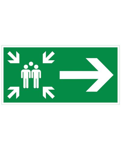 Assembly point arrow right, Sticker retroreflective, 300x150 mm