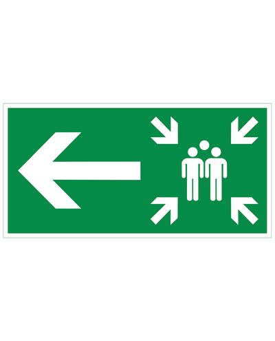 Assembly point arrow left, Sticker retroreflective, 300x150 mm