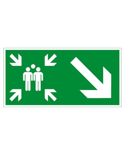 Assembly point arrow down right, Magnetic retroreflective, 300x150 mm Assembly point arrow down right, Magnetic retroreflective, 300x150 mm