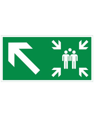 Assembly point arrow up left, Sticker retroreflective, 300x150 mm