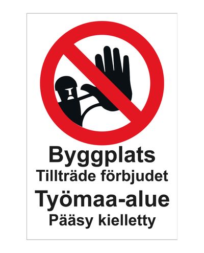 Construction site area prohibited Swedish, Sticker, 200x300 mm
