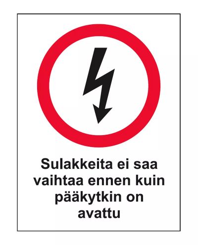 Fuses must not be replaced, Sticker, 200x300 mm