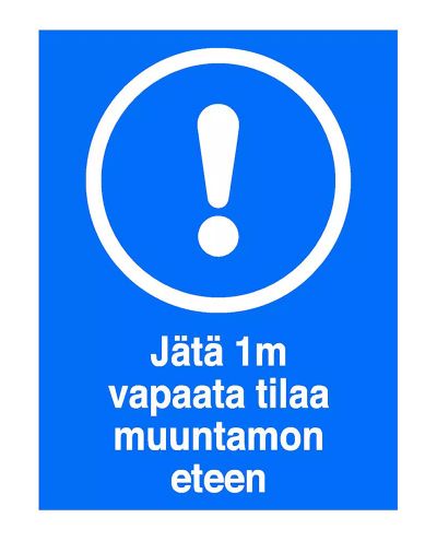 Leave 1m free space for transformer, Sticker, 300x400 mm Leave 1m free space for transformer, Sticker, 300x400 mm