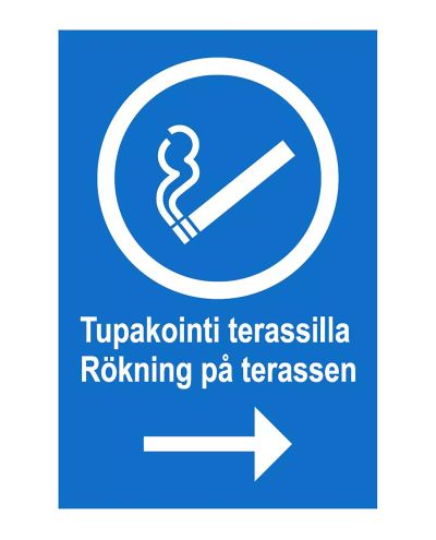 Smoking on the terrace sign Swedish, Plastic 1mm, 200x300 mm