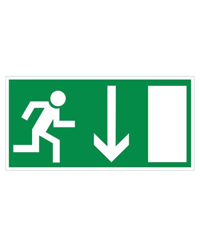 Exit route at the bottom, Reflective sticker, 300x150 mm