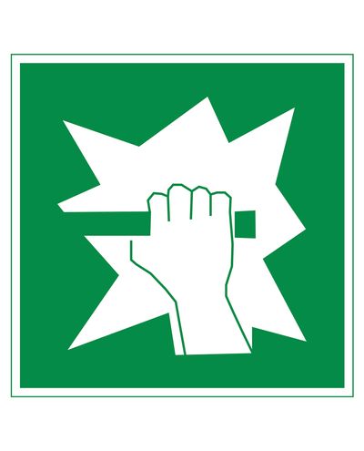 Break glass, Reflective sticker, 200x200 mm