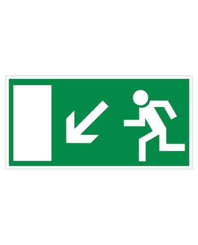 Exit arrow down left, Reflective sticker, 300x150 mm