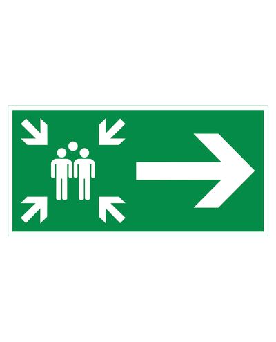 Assembly point arrow right, Sticker retroreflective, 300x150 mm