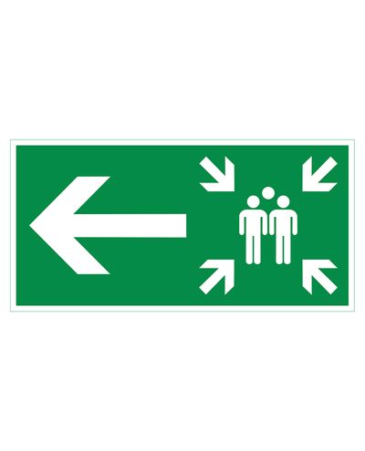 Assembly point arrow left, Sticker retroreflective, 300x150 mm