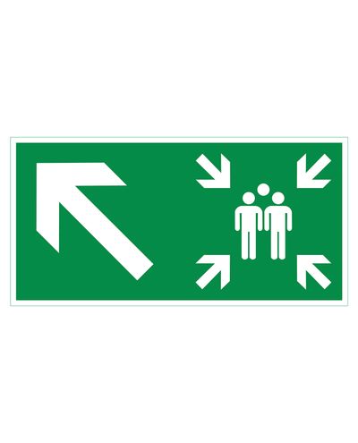 Assembly point arrow up left, Sticker retroreflective, 300x150 mm