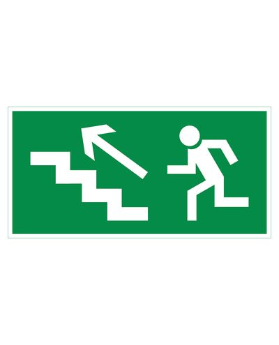 Exit stairs up left, Reflective sticker, 300x150 mm