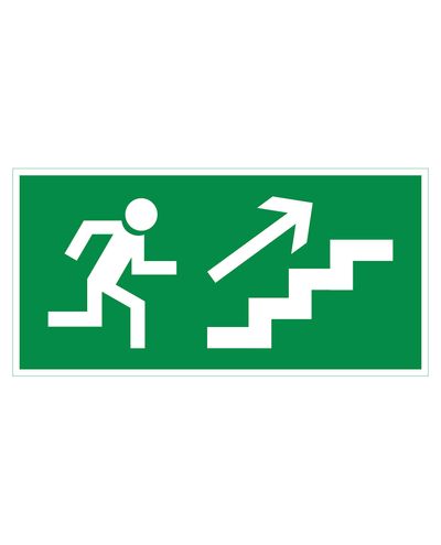 Exit stairs up to the right, Reflective sticker, 300x150 mm