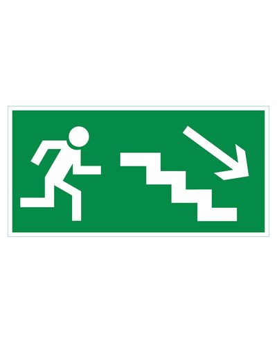 Exit stairs down to the right, Reflective sticker, 300x150 mm