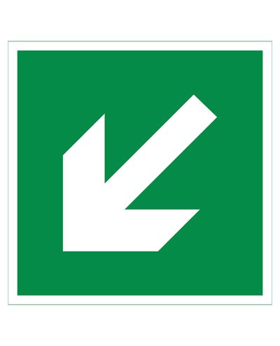 Exit arrow diagonally down, retroreflective sticker, 200x200 mm