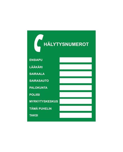 Emergency numbers, Sticker, 200x300 mm