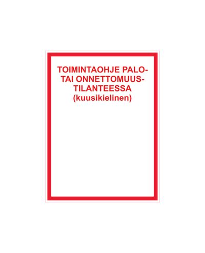 Instructions in case of fire or accident, Sticker, 200x300 mm