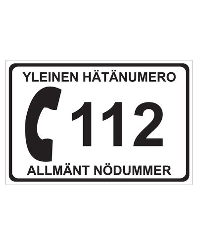 General emergency number, Sticker, 400x200 mm