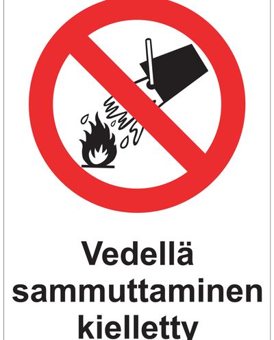 Extinguishing with water prohibited, Sticker, 200x300 mm