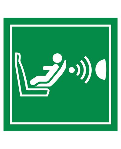 Car seat symbol, Reflective sticker, 200x200 mm