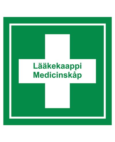 Medicine cabinet, retroreflective sticker, 200x200 mm