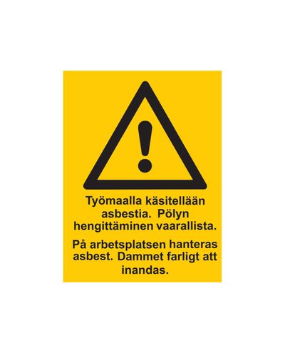 Asbestos is being handled at the construction site, breathing the dust is dangerous, Sticker, 200x300 mm