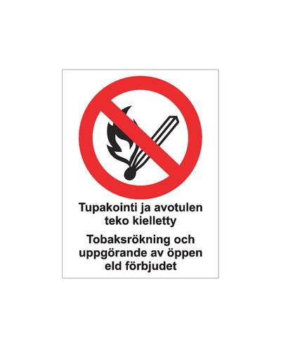 Smoking and open fires prohibited Swedish, Sticker, 200x300 mm