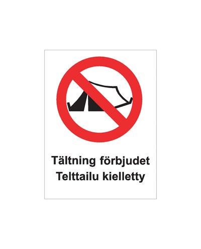 Camping prohibited Swedish, Sticker, 200x300 mm