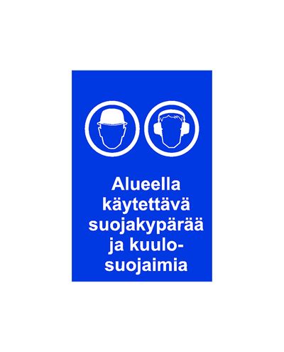 Wear a hard hat and ear protection in the area, Sticker, 200x300 mm
