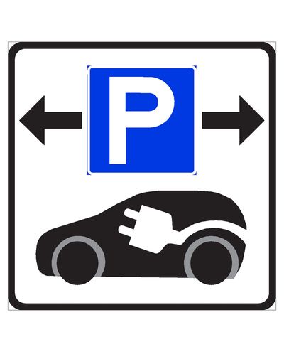 Electric car charging point P arrows, Sticker, 400x400 mm