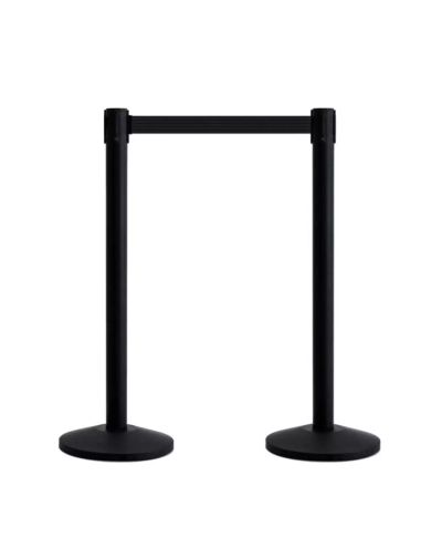 Qway boundary post pair black, black tape 2.3m tape