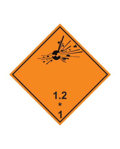 Class 1.2 Explosive, Sticker, 100x100 mm