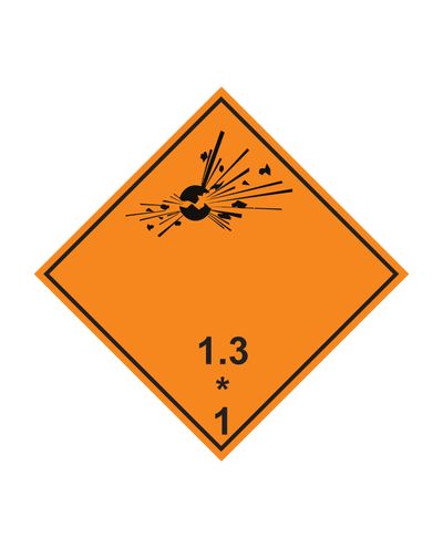 Class 1.3 Explosive, Sticker, 100x100 mm
