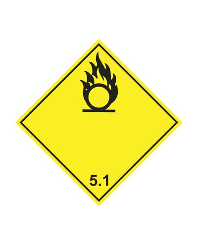 Class 5.1 Flammable substances, Sticker, 100x100 mm
