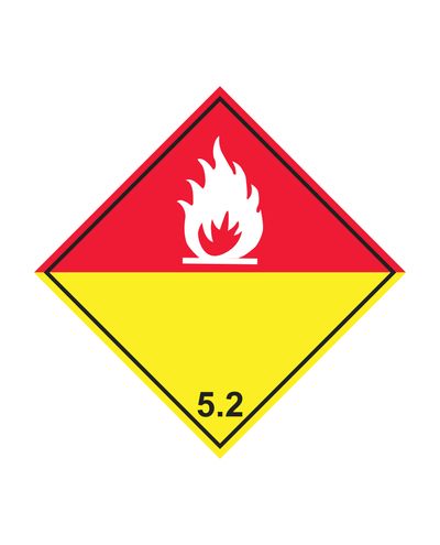 Class 5.2 Organic peroxides nega, Sticker, 100x100 mm Class 5.2 Organic peroxides nega, Sticker, 100x100 mm