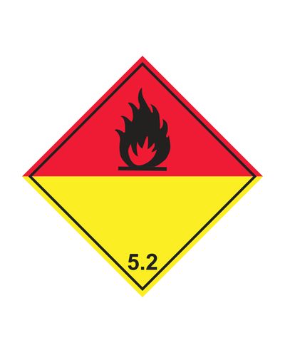 Class 5.2 Organic peroxides, Sticker, 100x100 mm Class 5.2 Organic peroxides, Sticker, 100x100 mm