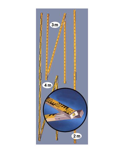 Measuring rod 4 m wooden, 4 parts