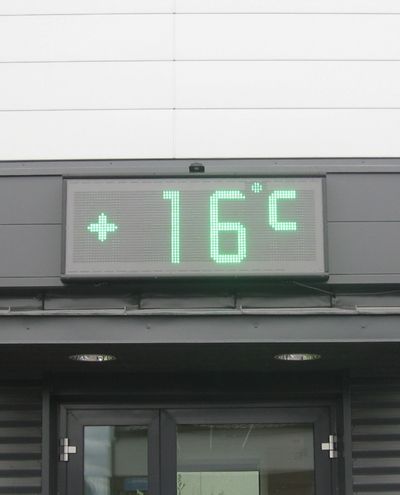 Clock and temperature displays