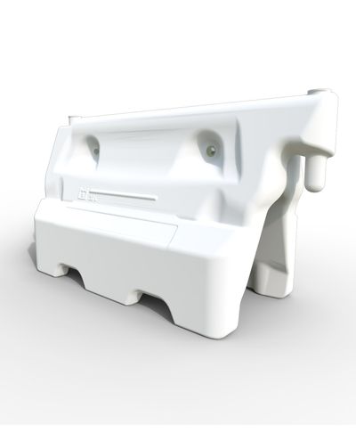 Fillable plastic barrier white 1130x400x560mm, full 60 kg