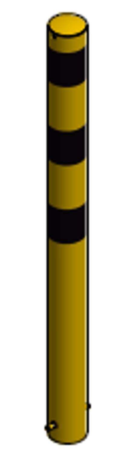 Basic fixed bollard, yellow/black, Ø101mm / 1300mm