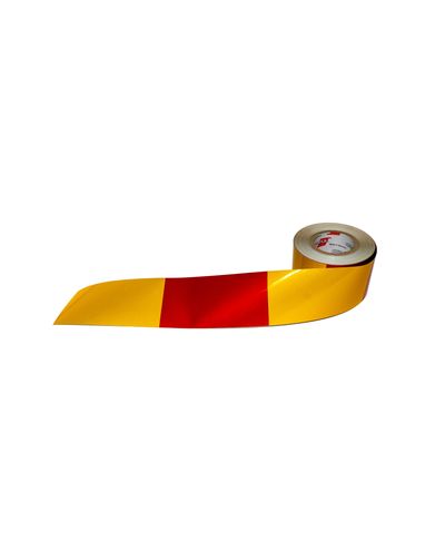 Warning tape vertical stripe red/yellow R1, 100mm