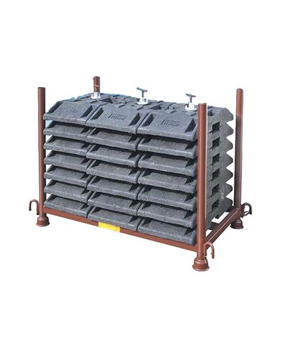 Transport rack for flat fence base, 21 bases