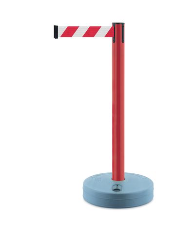 Outdoor post with red and white 3.65m ribbon
