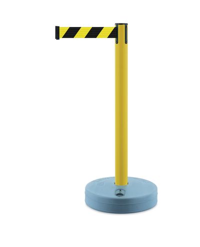 Outdoor post in yellow and black with 3.65m ribbon